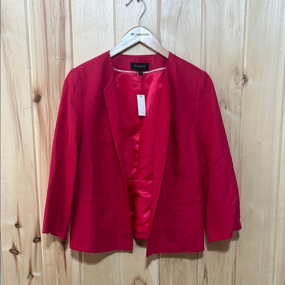 NWT Talbots Hot Pink Linen‎ Blazer Size 10
